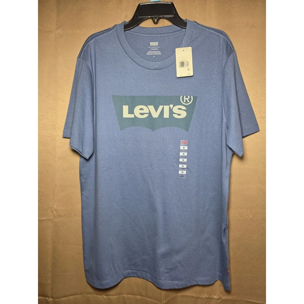 Levi's Mens Batwing Logo Graphic T-Shirt Blue Standard Fit Medium NWT